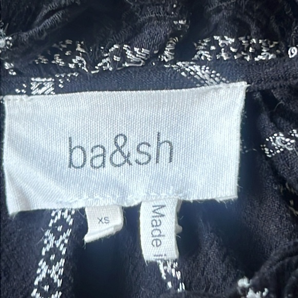 Ba&Sh  Patsy Ruffle Cotton/Linen Plaid Blouse Black & White Size XS - Picture 9 of 10